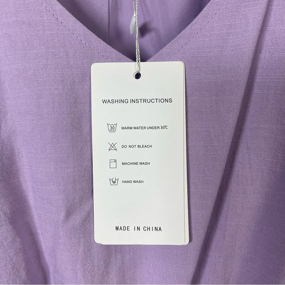 NEW Zesica XL Lilac Lavender Tiered Ruffle Cottagecore V Neck Tie Strap Dress - Picture 5 of 8